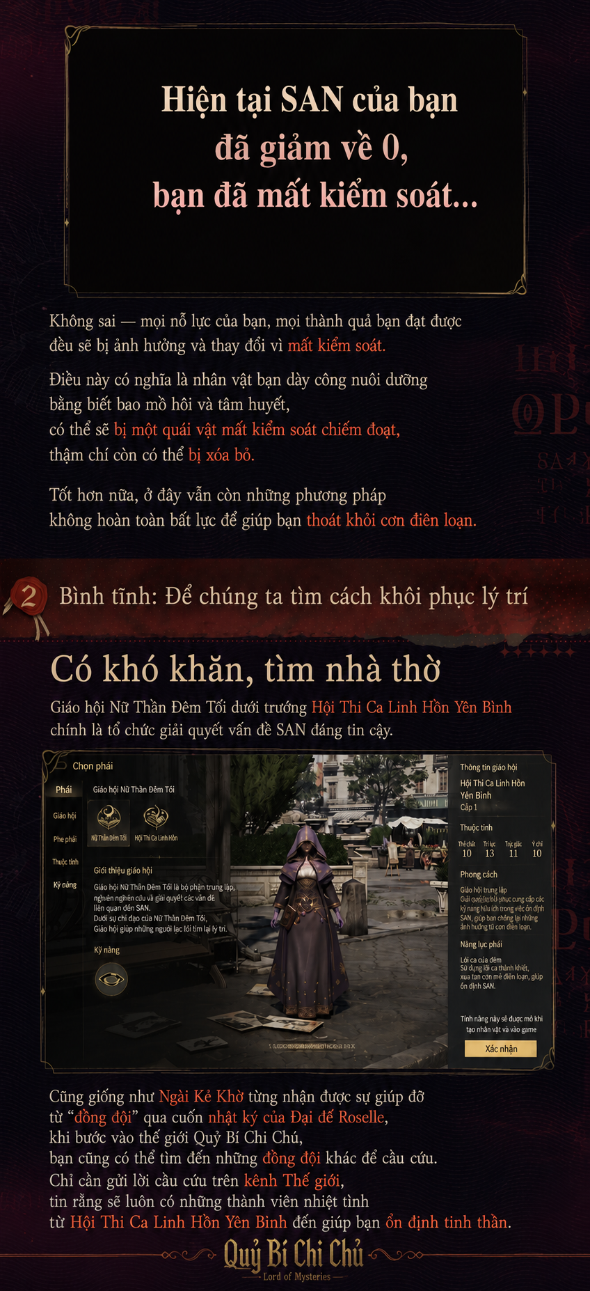 Cách khôi phục lý trí và tăng SAN