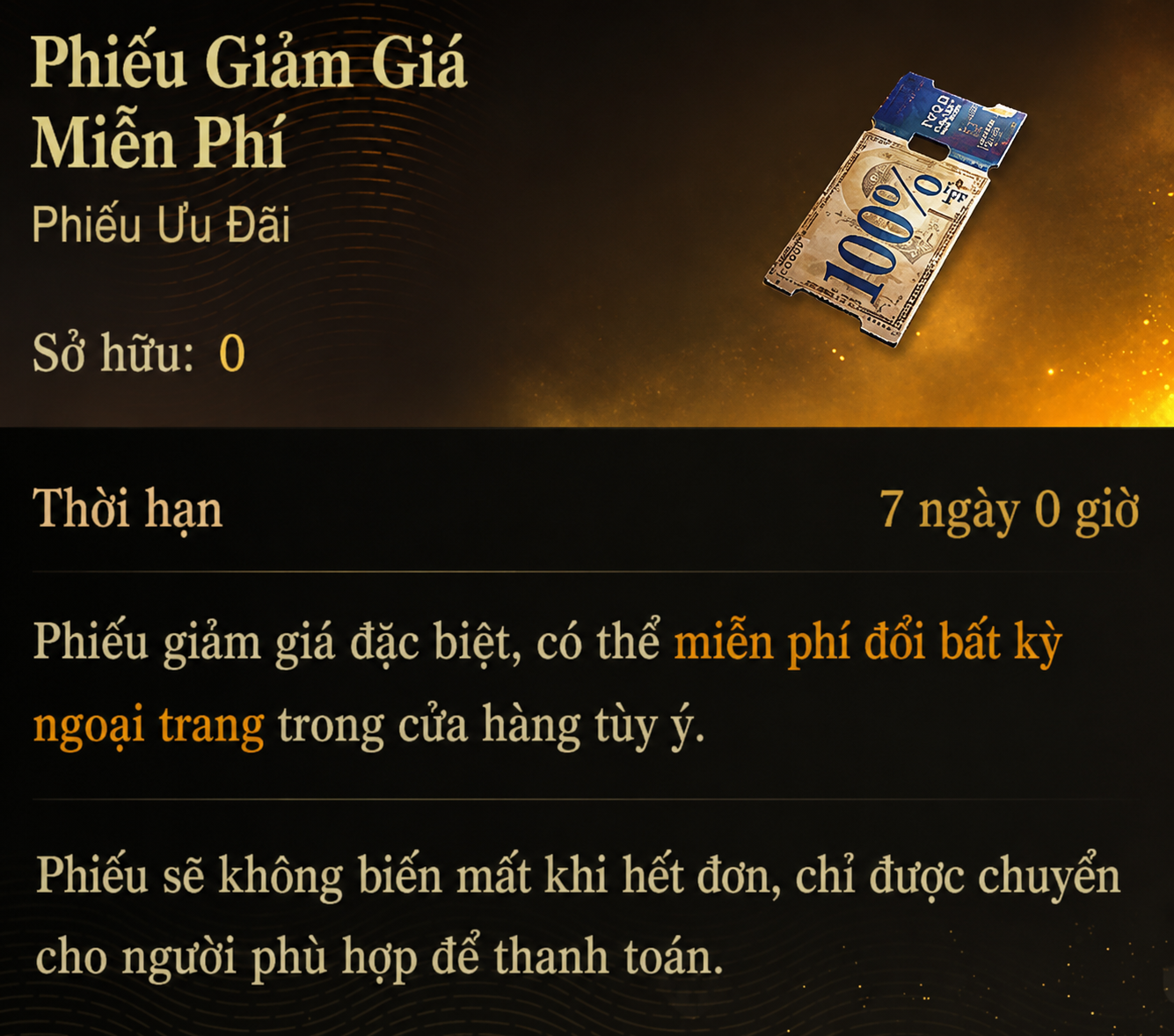 Phiếu Giảm 50 phần trăm và phúc lợi ngoại trang